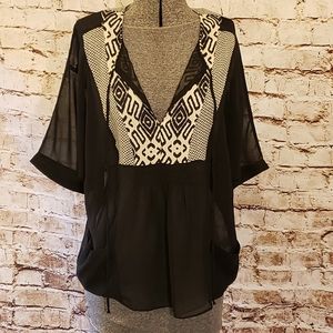 Costa Blanca Sheer Peasant Blouse 3/4 Slee…